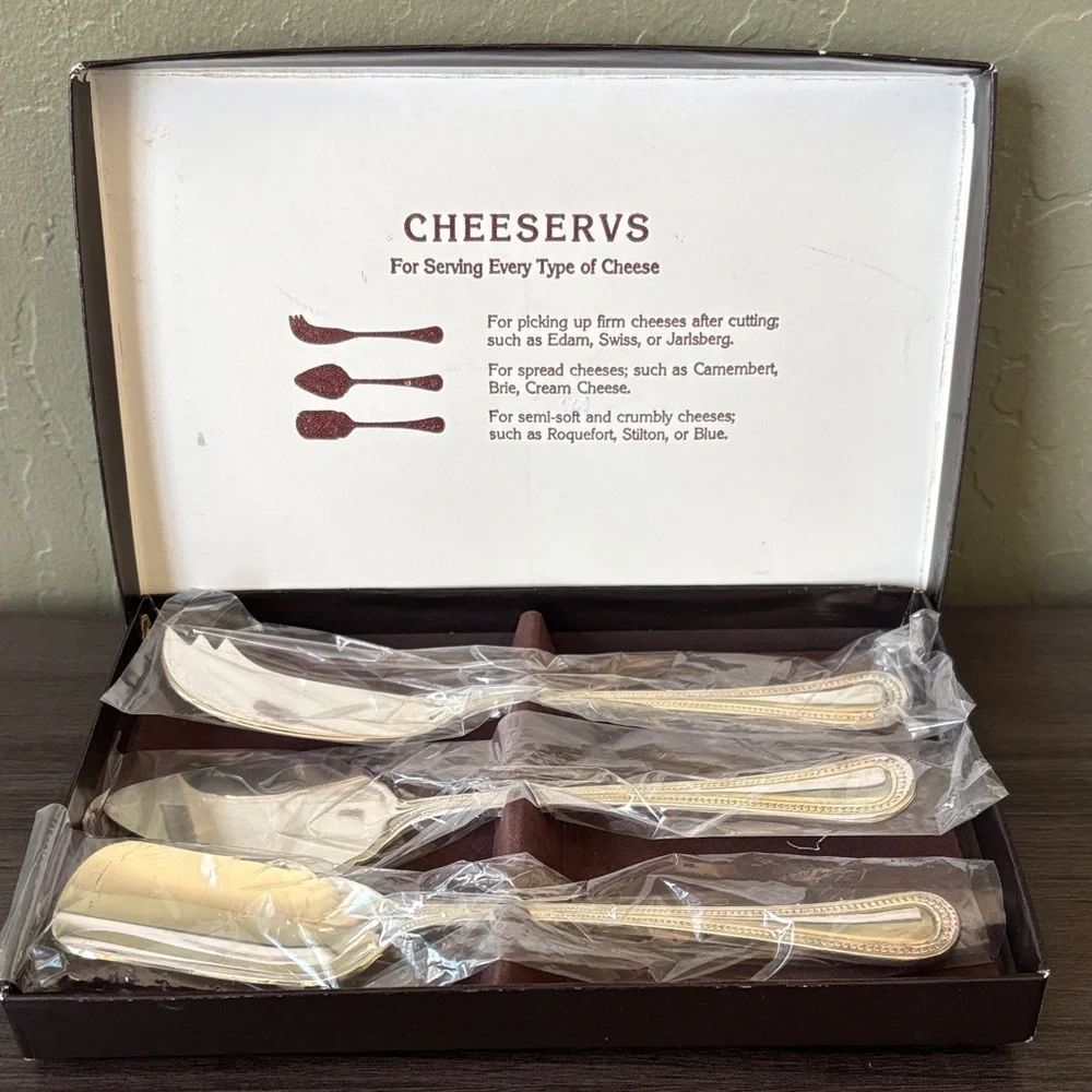 Godinger Silver Plated Cheese Service Utensils Vintage‎ NIB